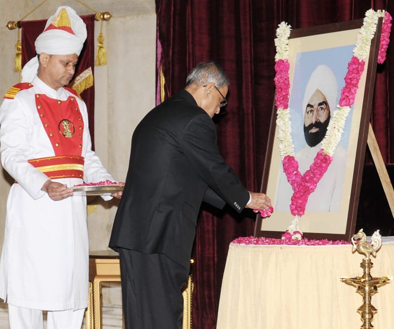 The President, Shri Pranab Mukherjee paying floral tributes at the portrait of…