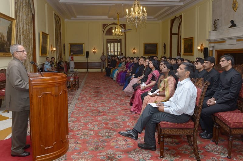 The President, Shri Pranab Mukherjee addressing the Officer Trainees of …