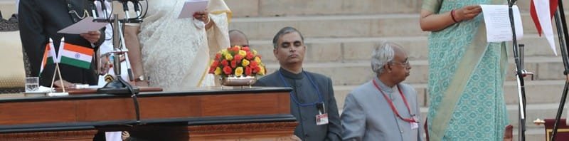 The President, Shri Pranab Mukherjee administering the oath as Cabinet...