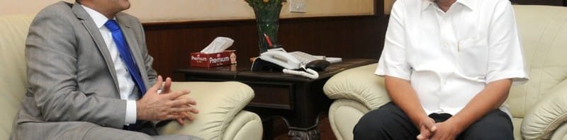 The Ambassador of the Republic of Turkey in India, Dr Burak Akcapar calling on the Union Minister for Civil Aviation, Shri Ashok Gajapathi Raju Pusapati, in New Delhi