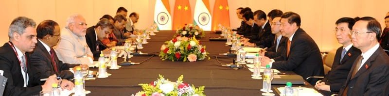 The Prime Minister, Shri Narendra Modi at a bilateral meeting with the President..
