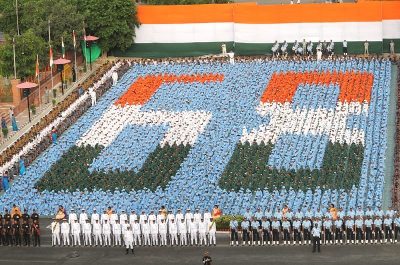 The children in a formation at the Historic Red Fort, on the occasion of 68th…