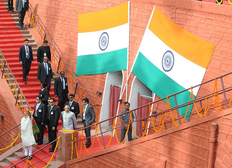 The Prime Minister, Shri Narendra Modi waving to the people after addressing…