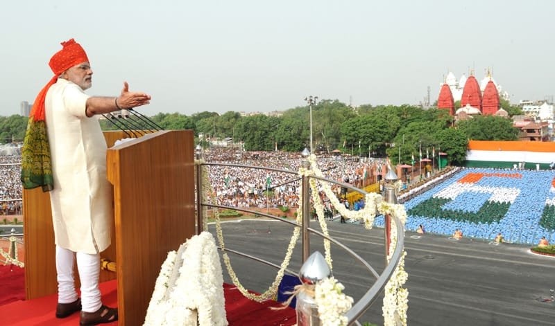 The Prime Minister, Shri Narendra Modi addressing the Nation on the occasion of 68th Independence Day from the ramparts of Red Fort, in Delhi