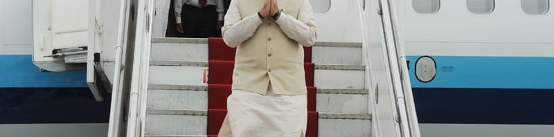 The Prime Minister, Shri Narendra Modi arriving at Tribhuvan International Airport, Kathmandu, in Nepal