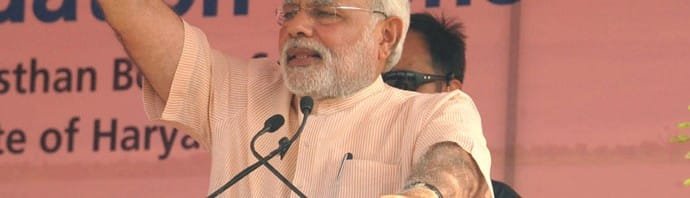 The Prime Minister, Shri Narendra Modi addressing after laying the foundation...