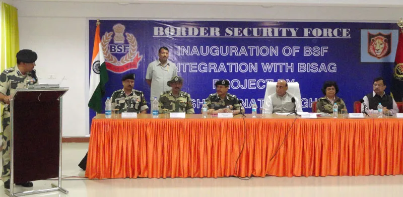 The Union Home Minister, Shri Rajnath Singh inaugurating the integration of Border Security Force (BSF) with Bhaskaracharya Institute for Space Applications and Geo informatics (BISAG) project, at BSF Campus, in Gujarat