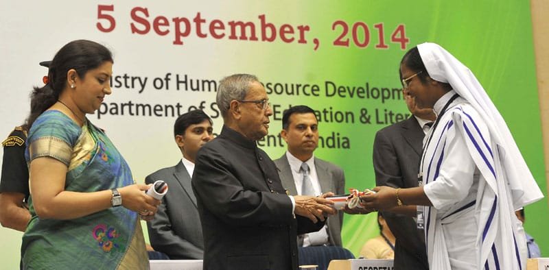 The President, Shri Pranab Mukherjee presenting the National Award for...