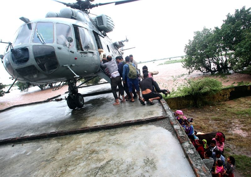 The Indian Air Force Helicopters carrying out rescue, relief and evacuation of …