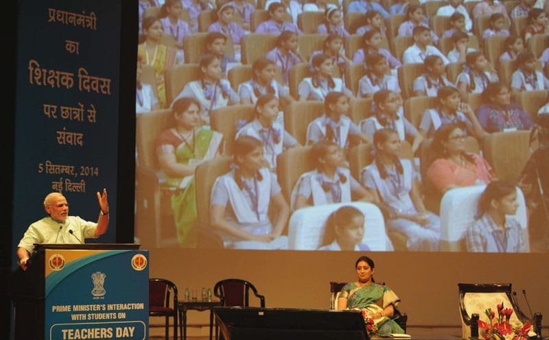The Prime Minister, Shri Narendra Modi addressing at the “Teachers’ Day” …