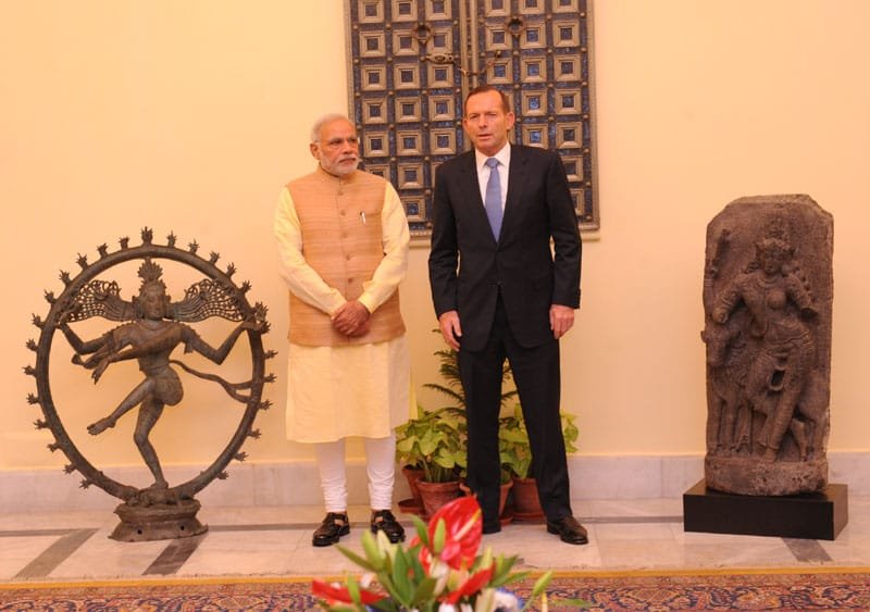 The Prime Minister of Australia, Mr. Tony Abbott returning the two antique…