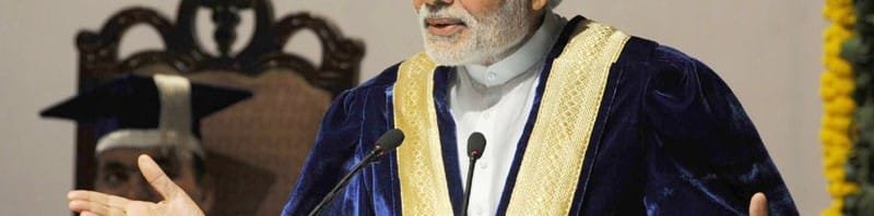 The Prime Minister, Shri Narendra Modi delivering the Convocation Address at ...