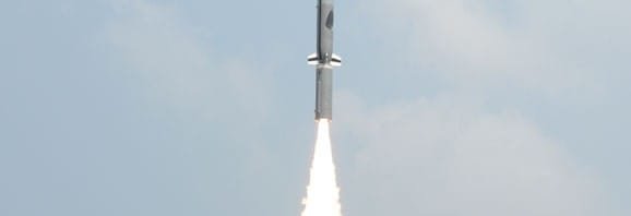 A view of the successful launch of sub-sonic cruise missile ‘Nirbhay’ from Interim ...