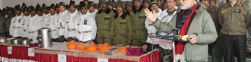 The Prime Minister, Shri Narendra Modi addressing the Officers and Jawans of ...