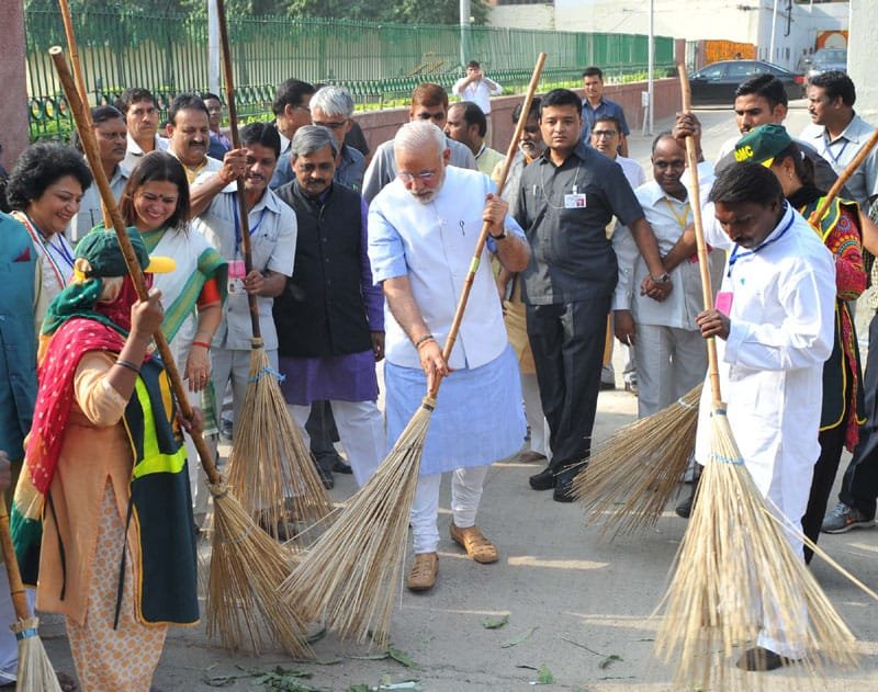 The Prime Minister, Shri Narendra Modi launching the cleanliness drive for…