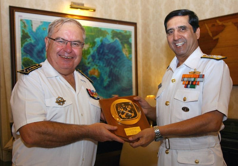 The Chief of Naval Staff, Admiral R.K. Dhowan exchanging memento with the …