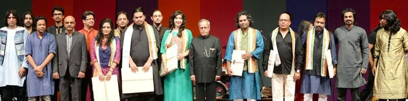 The President, Shri Pranab Mukherjee with the SAARC Band Artists, in New Delhi