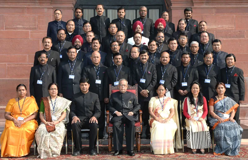 The President, Shri Pranab Mukherjee with the officers trainees of the …