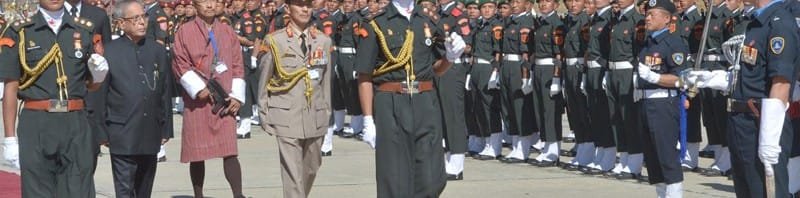The President, Shri Pranab Mukherjee receiving the Guard of Honour on his arrival..