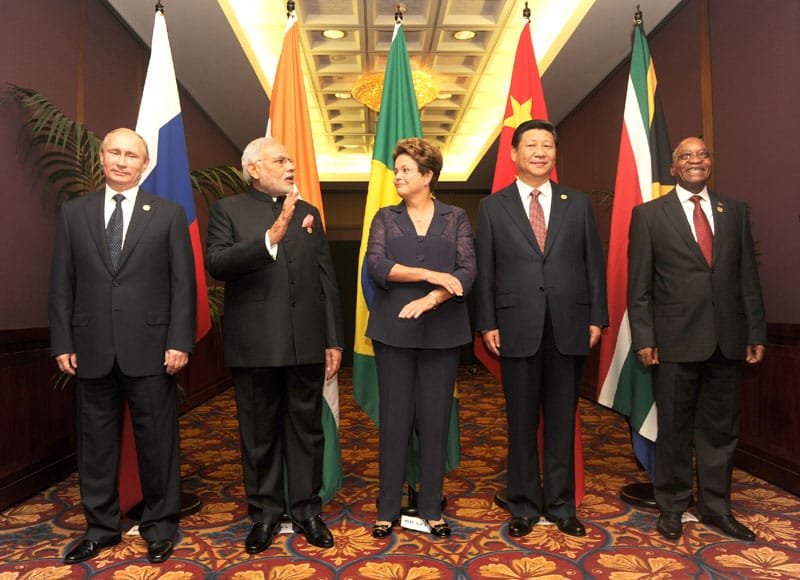 The Prime Minister, Shri Narendra Modi with the other BRICS leaders ahead of…