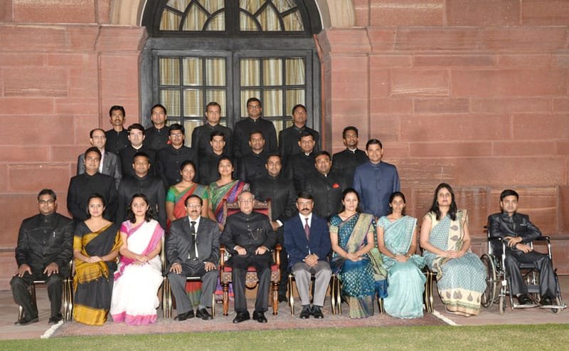 The President, Shri Pranab Mukherjee with the Probationers of Indian Defence...