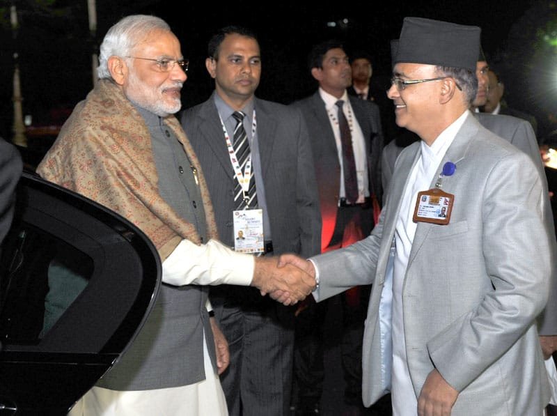 The Prime Minister, Shri Narendra Modi arrives at the president house for the..