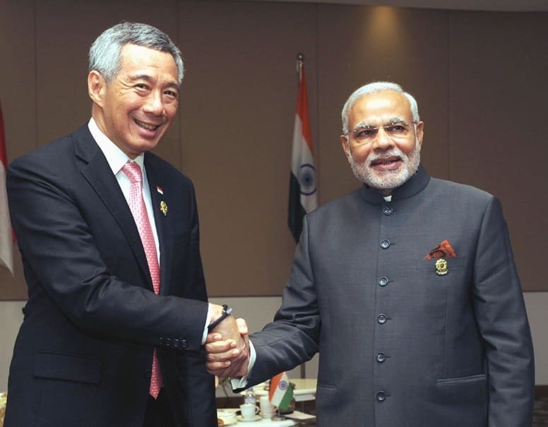 The Prime Minister, Shri Narendra Modi meeting the Prime Minister of Singapore,..