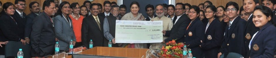 The Union Minister for Human Resource Development, Smt. Smriti Irani receiving the...