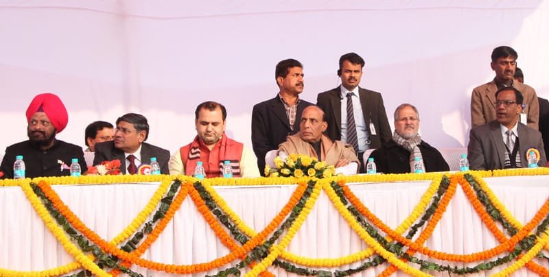 The Union Home Minister, Shri Rajnath Singh at the Foundation Stone Laying Ceremony of..