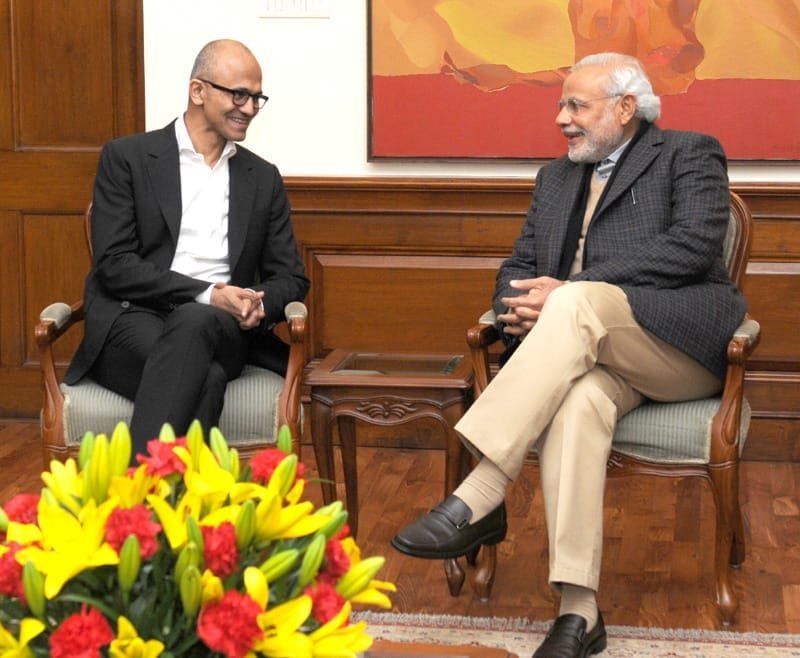 The CEO, Microsoft, Shri Satya Nadella calling on the Prime Minister, Shri Narendra Modi,..
