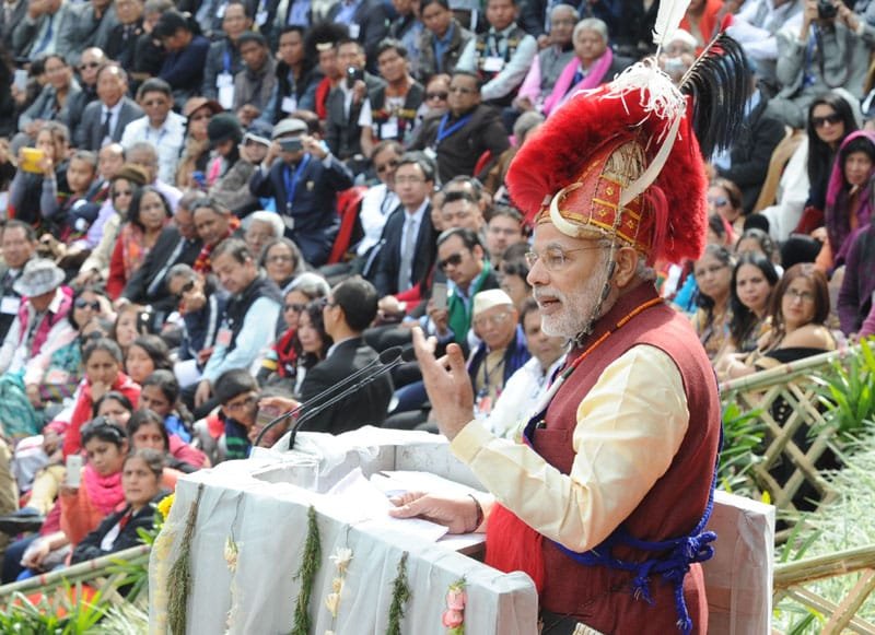 The Prime Minister, Shri Narendra Modi addressing at the Hornbill Festival, at Kohima, in Nagaland