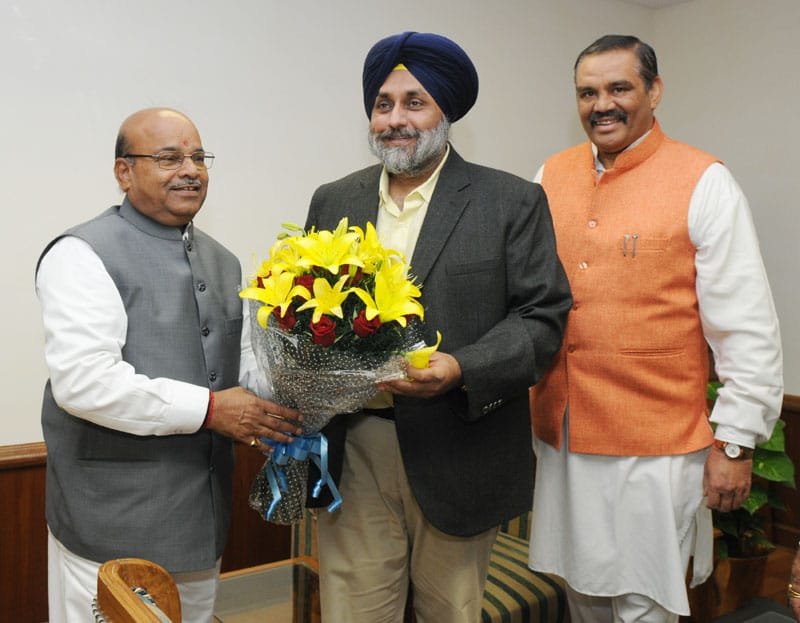 The Deputy Chief Minister of Punjab, Sukhbir Singh Badal calling on the …