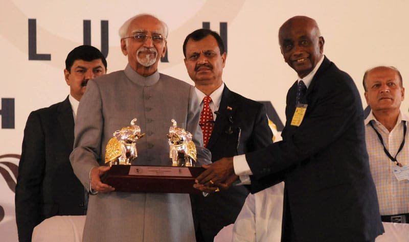 The Vice President, Shri Mohd. Hamid Ansari being presented a memento, at the..