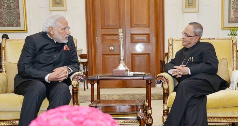 The Prime Minister, Shri Narendra Modi calling on the President, Shri Pranab Mukherjee...