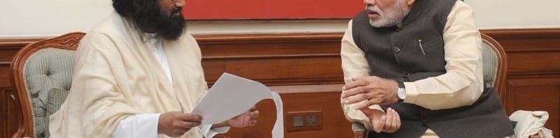 Sri Sri Ravi Shankar calls on the Prime Minister, Shri Narendra Modi, in New Delhi