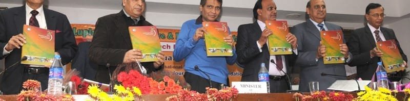 The Union Minister for Railways, Shri Suresh Prabhakar Prabhu releasing a book..
