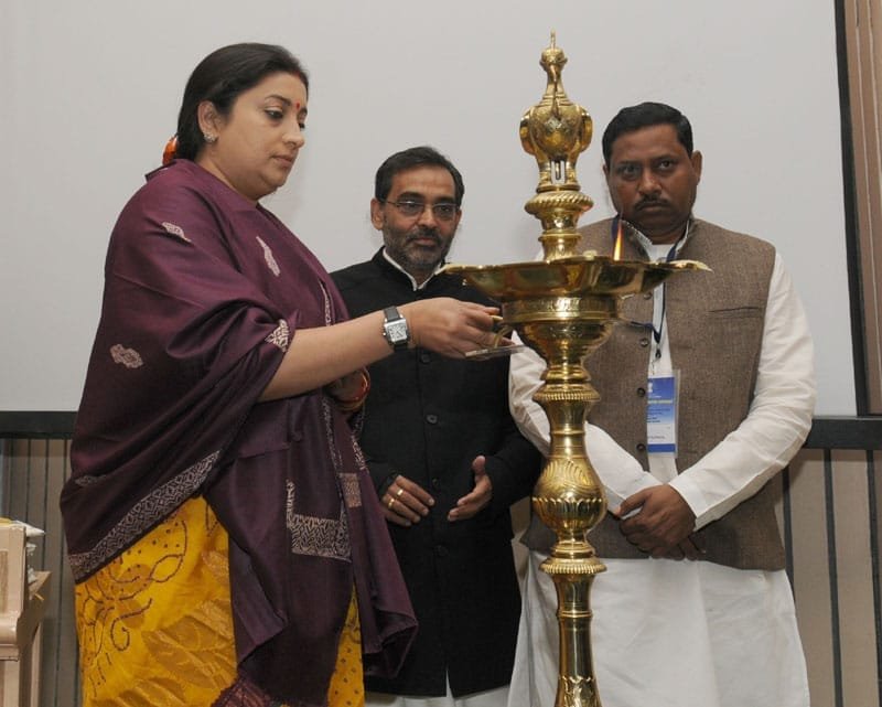 The Union Minister for Human Resource Development, Smt. Smriti Irani lighting the..