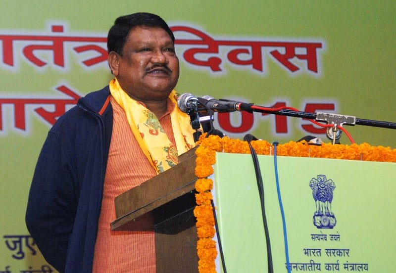 The Union Minister for Tribal Affairs, Shri Jual Oram addressing at a ..