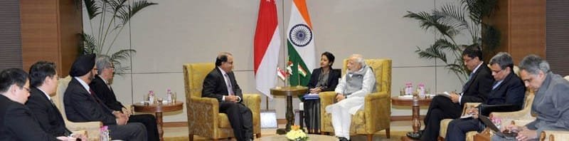The Prime Minister, Shri Narendra Modi meeting the Second Minister for Trade & Industry of Singapore,. .