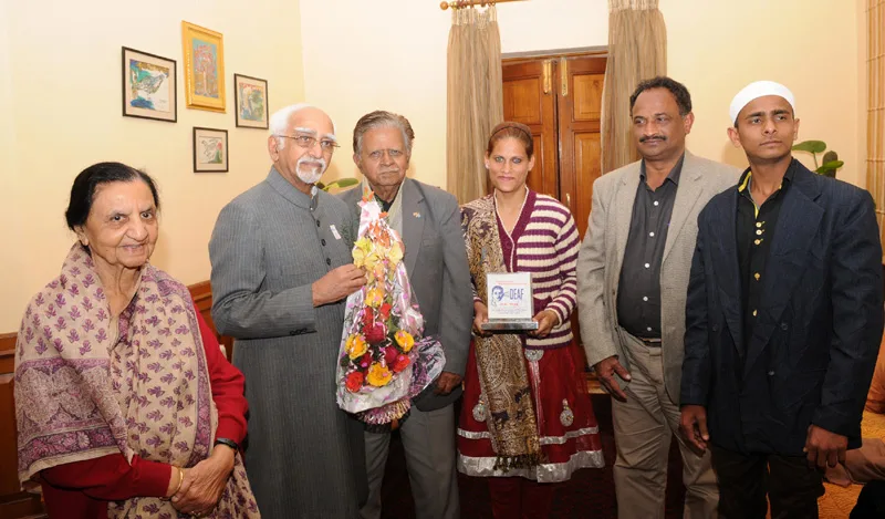 The Vice President, Shri Mohd. Hamid Ansari with the delegation of ..