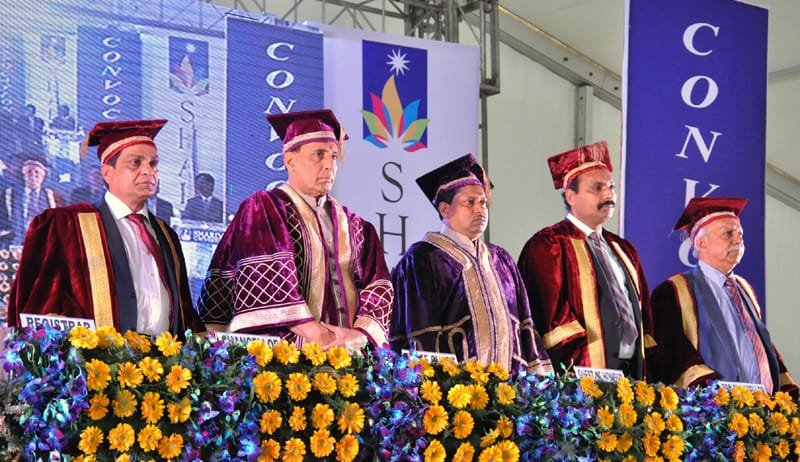 The Union Home Minister, Shri Rajnath Singh at the 1st convocation of Sharda University, in Greater Noida