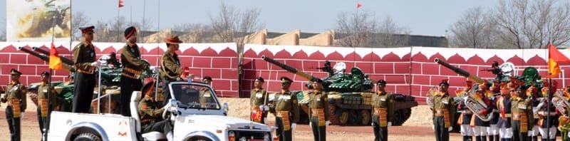 The Chief of Army Staff, General Dalbir Singh reviewing the parade, at Suratgarh...