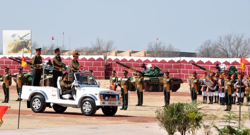 The Chief of Army Staff, General Dalbir Singh reviewing the parade, at Suratgarh…