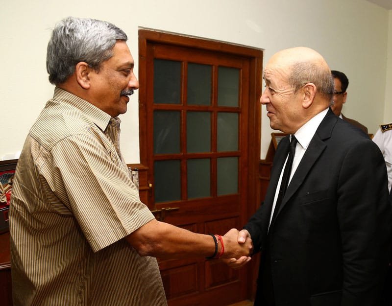 The French Defence Minister, Mr. Jean Yves Le Drian calling the Union Minister for..