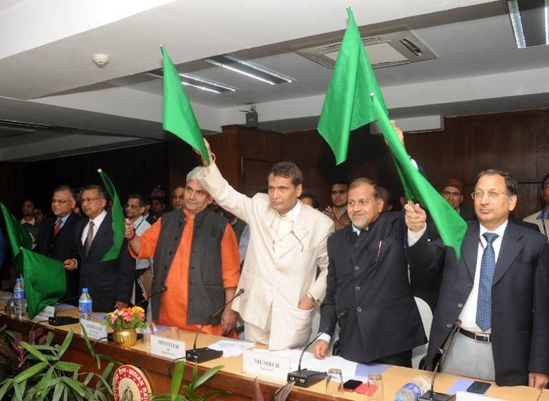 The Union Minister for Railways, Shri Suresh Prabhakar Prabhu flagging off ..