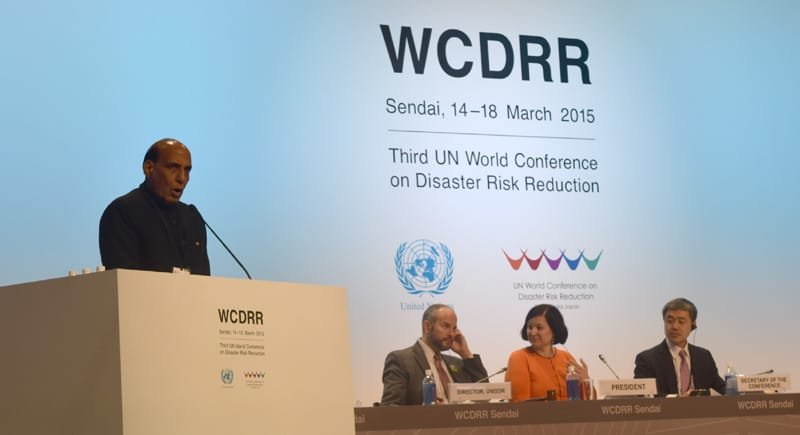 The Union Home Minister, Shri Rajnath Singh addressing the 3rd UN World Conference on..