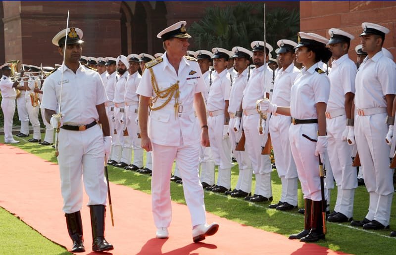 The First Sea Lord and CNS, Royal Navy, Admiral Sir George Zambellas inspecting ..