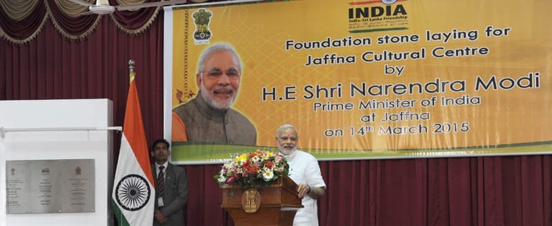 The Prime Minister, Shri Narendra Modi delivering his address at the laying foundation stone..