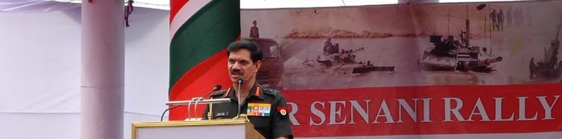 The Chief of Army Staff, General Dalbir Singh addressing at theVeer Senani Rally, at Jhajjhar, in Haryana