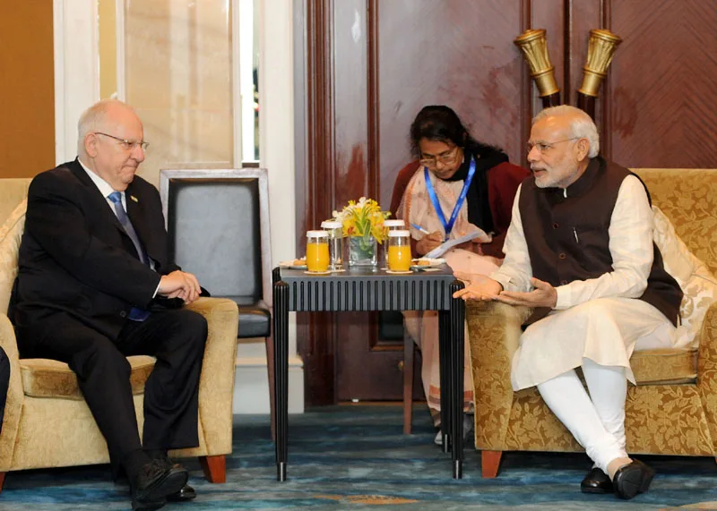 The Prime Minister, Shri Narendra Modi meeting the President of Israel, Mr Reuven Rivlin..